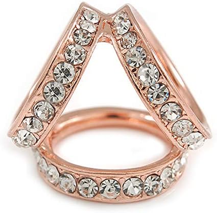 Women's Triple-Ring Clear Crystal Silk Scarves Clip Scarf Slide Ring Chiffon Buckle Holder In Rose Gold Tone - Image 5