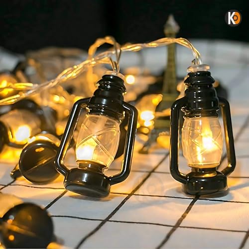Image of K D 14 LED Black Laalten lamp Fanas Fairy String Lights | Yellow 10 Feet | Festival, Home, Diwali & Christmas Decoration Lights | Steady Glow, Corded, Energy Saving (Laalten lamp Fanas Yellow)