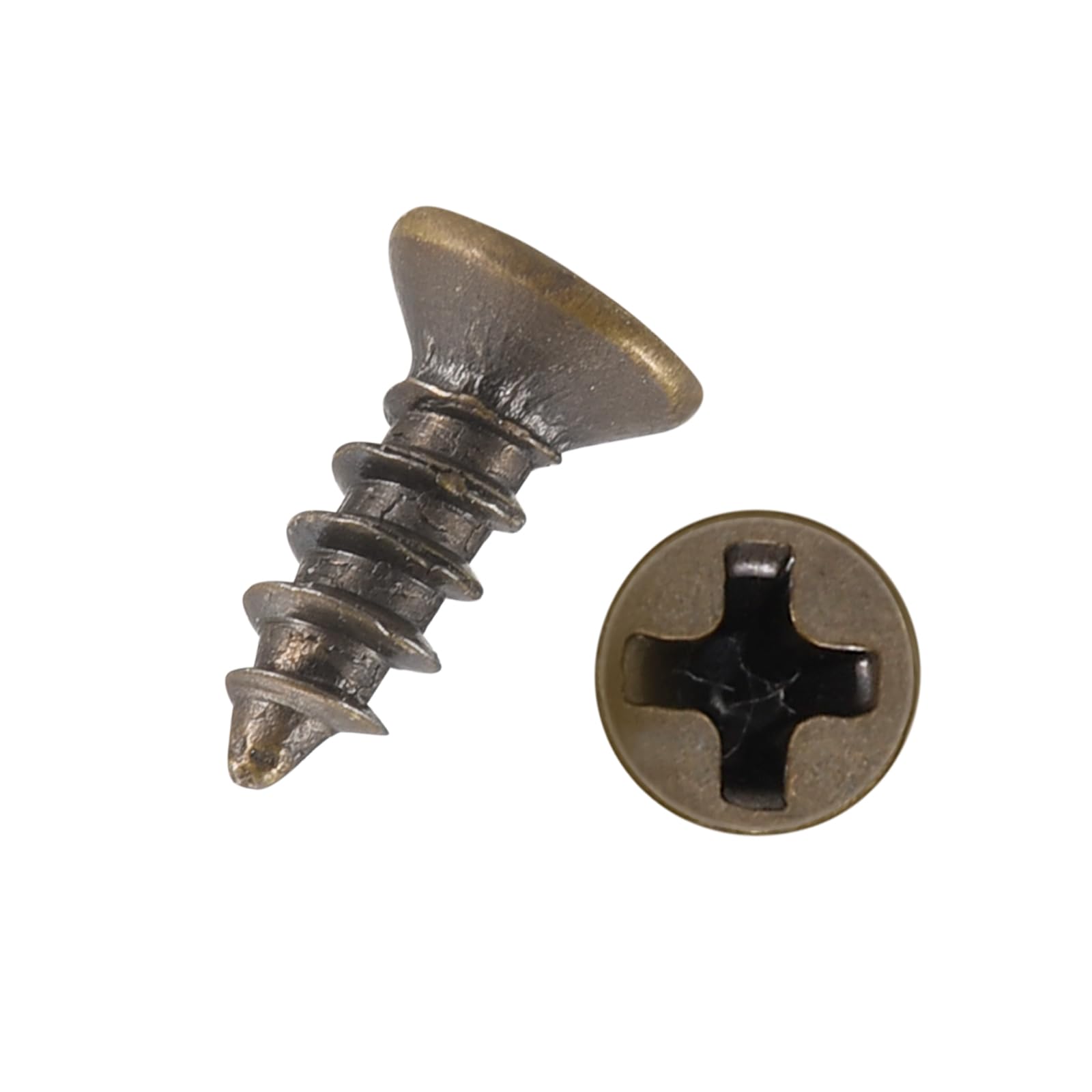 Kozelo 200pcs Phillips Flat Head Wood Screws - [ST2x6mm] Carbon Steel Countersunk Self Tapping Screws for Furniture Assembly, Interior Trim, Outdoor Construction, Bronze — image 1