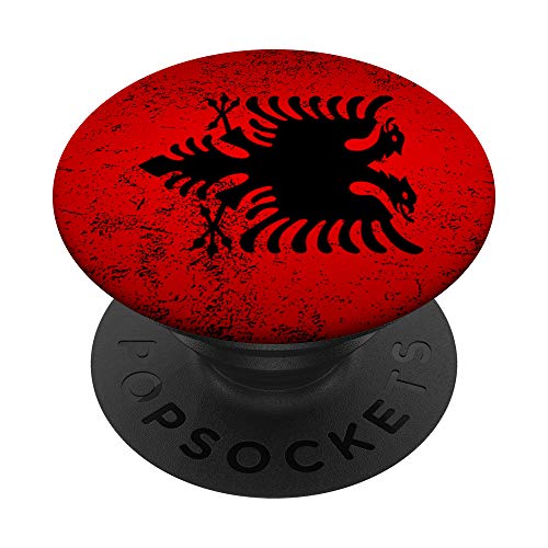 Grunge Albania Flag Cool Europe Balkan Nation Albanian Gift PopSockets Support et Grip pour Smartphones et Tablettes