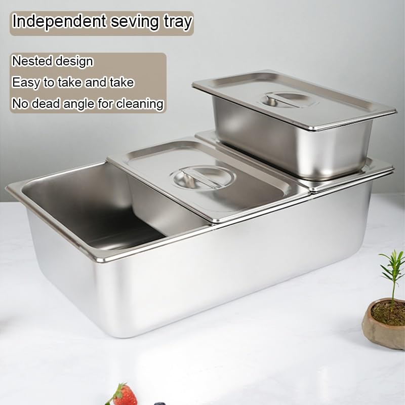 Espositore portatile per insalate e pizza, per servire cibi freddi per feste, catering ed eventi, stazione buffet, argento-A H