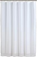 Vista 68 de Seville Farmhouse - Cortina de ducha moderna con estampado de rayas de poliéster, color amarillo, impermeable, cortina de baño, pequeña, 54 pulgadas