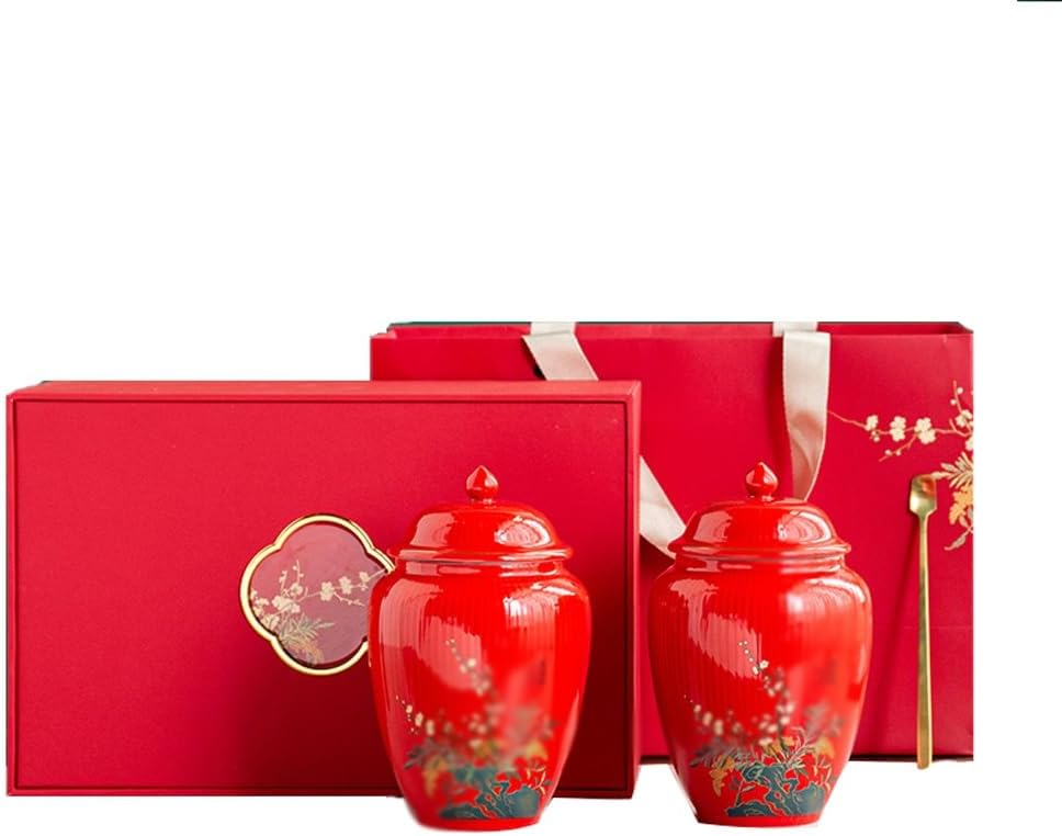 SONGCHAO Sugar Jar Tea Storage Jars, Ceramic Sealed, Black and Green, Home Decoration Ornaments Tea Canister