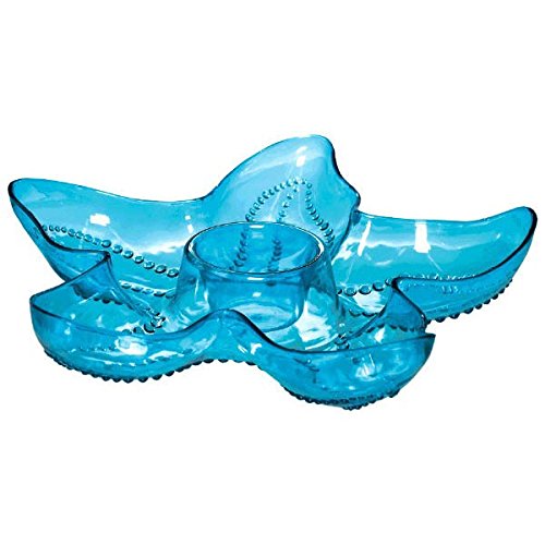 Amscan Starfish Party Chip and Dip Tray, 14.5", Cool Blue