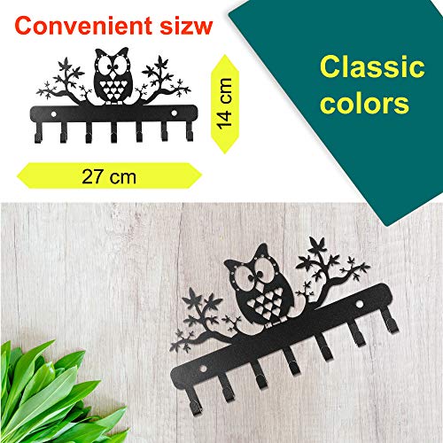 Image of Sehaz Artworks Metal Key Holder for Home | Bird Key Hooks | Key Holder for Home Decor Stylish | Key Stand for Wall (7 Hooks, Black)