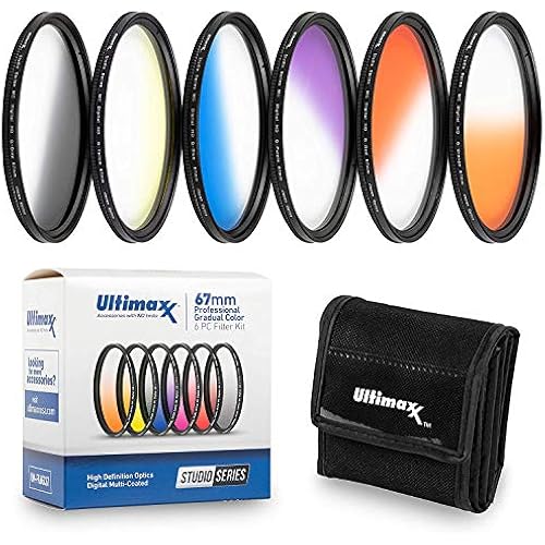55MM Ultimaxx Six Piece Gradual Color Filter Kit (Orange, Yellow, Blue, Purple, Red, Grey) for Nikon D3300, D3400, D3500, D500, D5200, D5300, D5500, D5600 w/AF-P DX NIKKOR 18-55mm f/3.5-5.6G VR