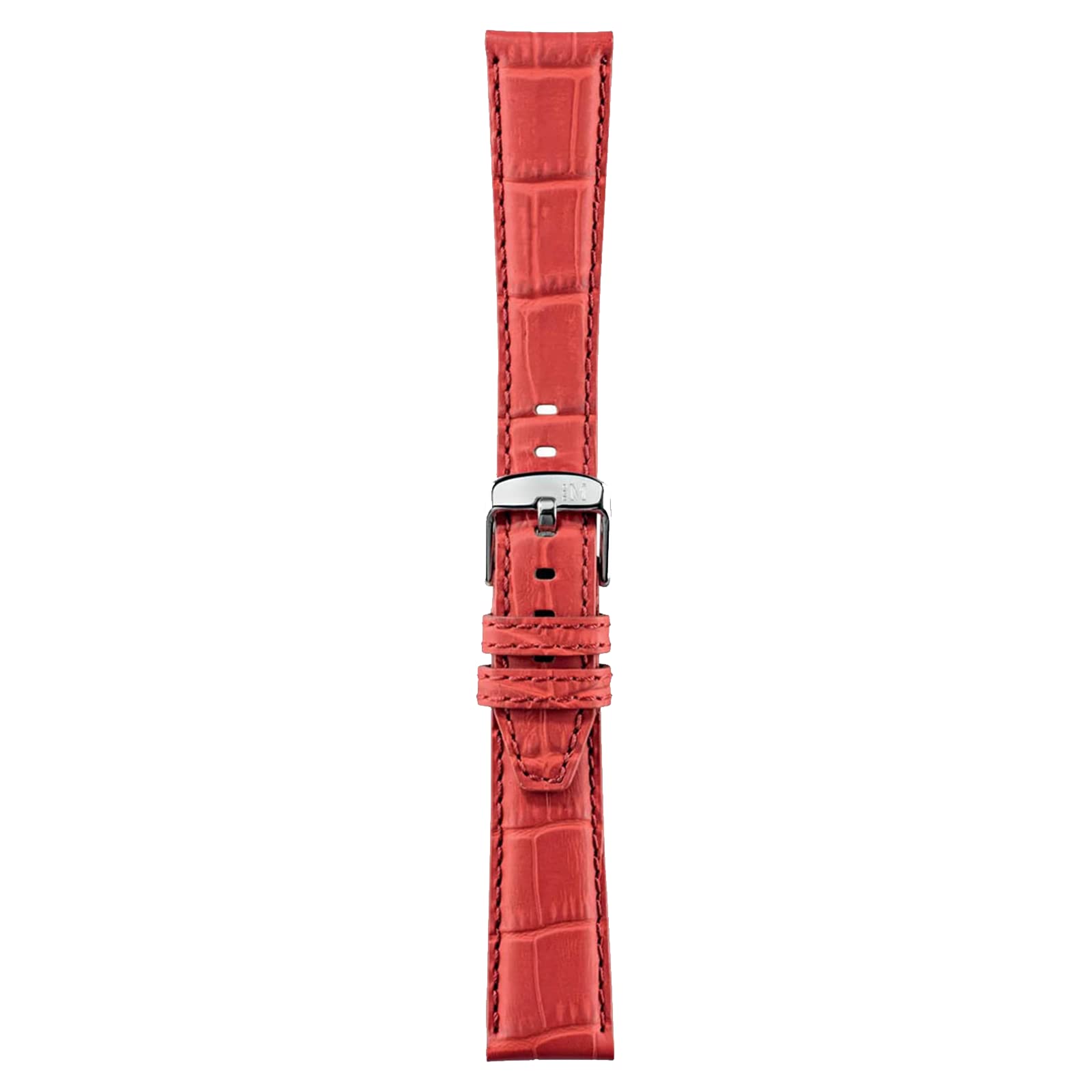 Morellato Soccer Alligator-Embossed Calfskin Leather Watch Strap in RED, Red, 20mm