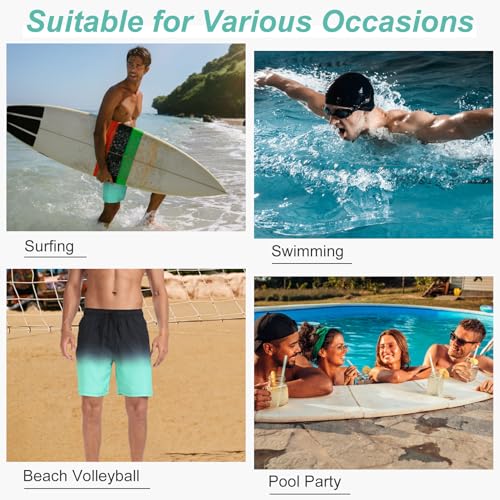 Image of Mens Swim Trunks with Compression Liner 2 in 1 Quick Dry Swimming Shorts Swimwear Bathing Suits with Pockets