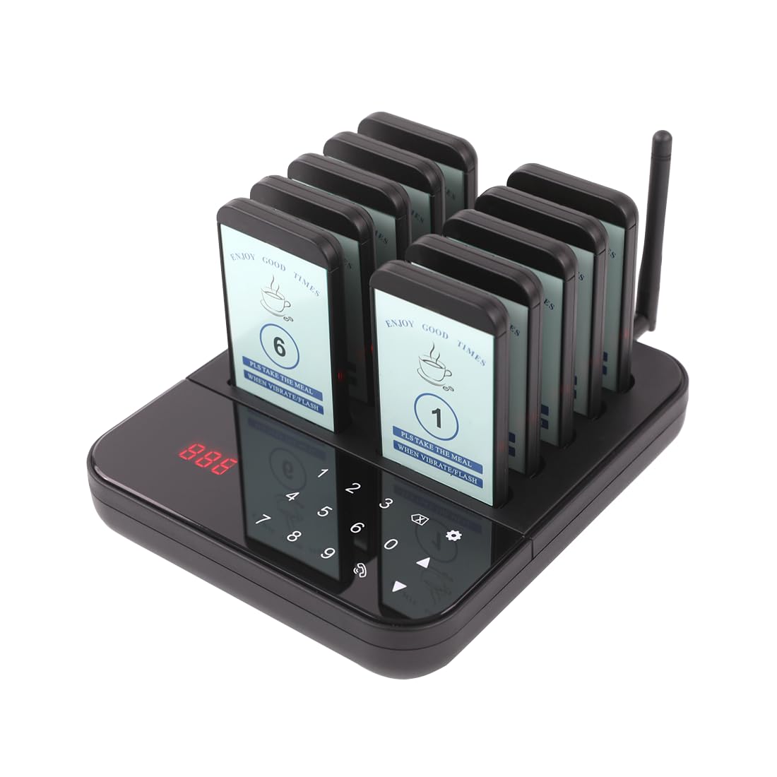 AGJ Restaurant Pager 10 Beepers Wireless Calling System Guest Customer Queue Pagers for Food Court Food Truck Church Nursery Clinic Coffee Shop with Buzzer Vibration Flash