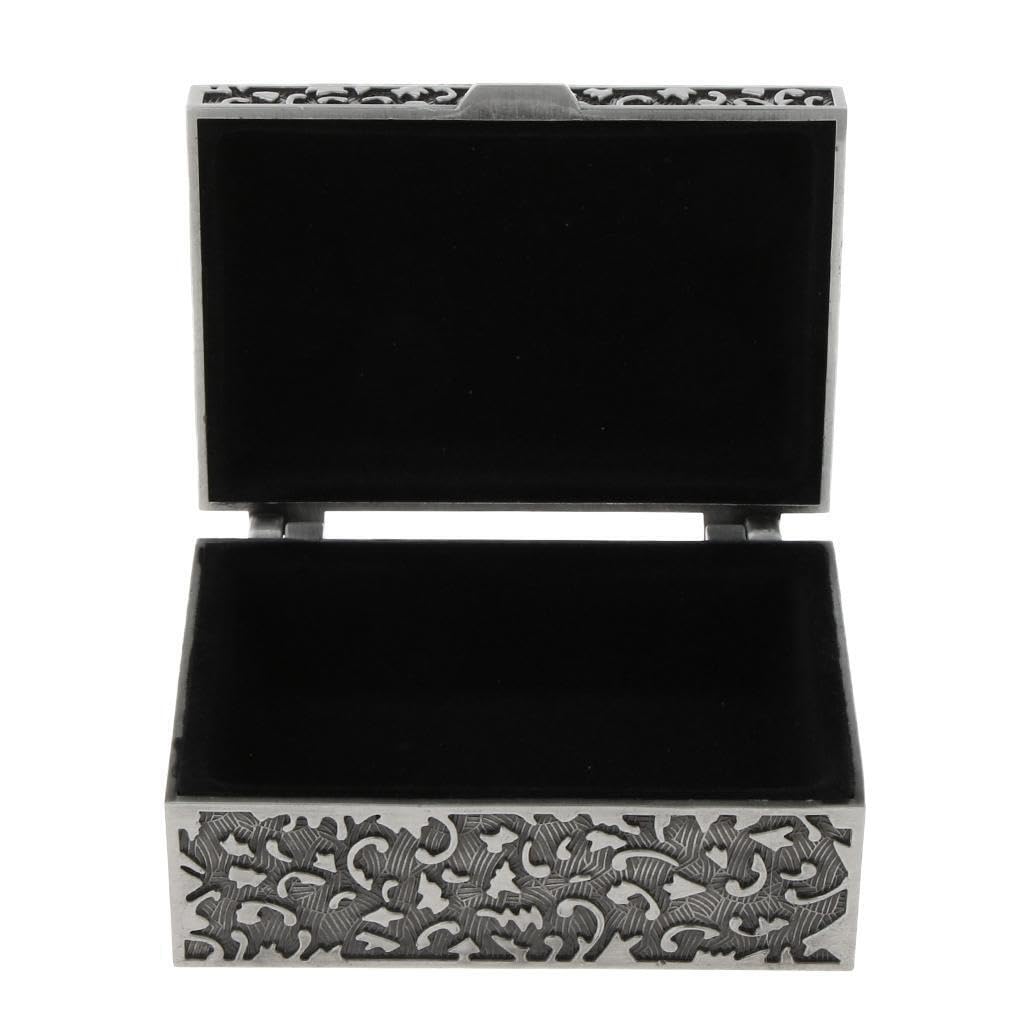 ALCXAZS Vintage Metal Flower Carved Jewelry Box Trinket Case Jewellery Storage Organizer Retro, S