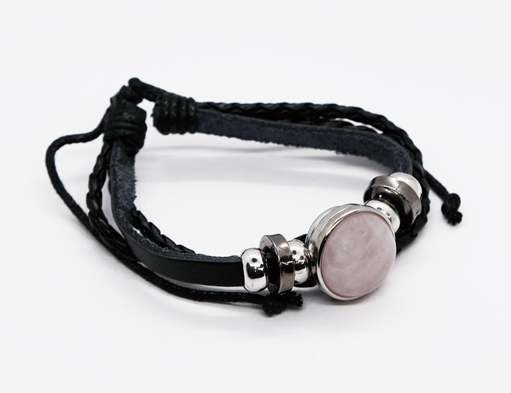 Cleopatra Bracelet Leather Rose Quartz