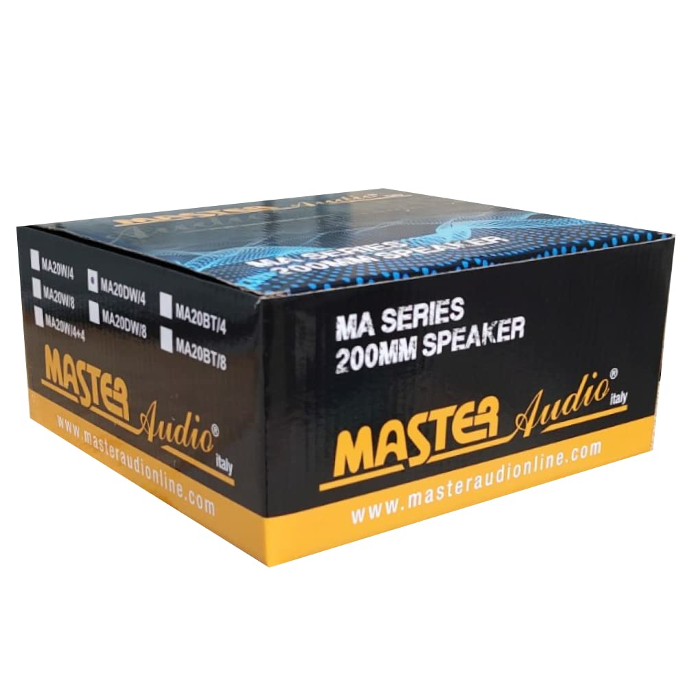 MASTER AUDIO 1 MA20DW/4 Altavoz woofer Profesional 20 cm 200 mm 8" 150 Watt rms y 300 Watt MAX 4 Ohm para Coche, 1 Pieza