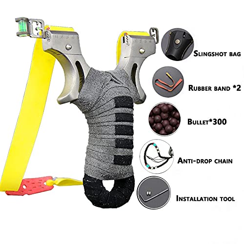 Slingshot, Hunting Sling Shot For Adults, Professional Stainless Steel Tactical Slingshots, High Velocity Catapult Set With Target And Ammo Balls And Replacement Rubber Bands #TOP4