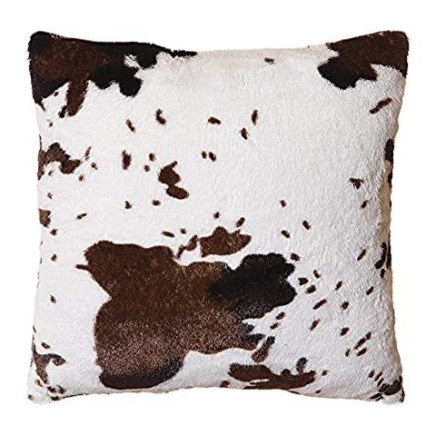 North End Decor Faux Fur Cowhide Plush Throw Pillow 18"x18" with Insert Cover