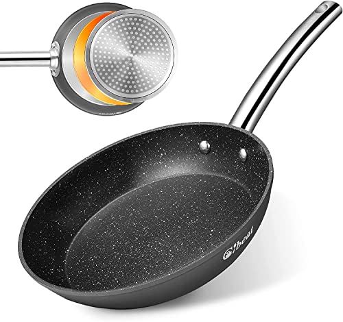 Nonstick Skillet Pan, 9.5” Skillet Omelet Pan 20Cm Chef's Pan With Stainless Steel Handle, Suitable For Gas/Electric/Induction Hobs - Dishwasher/Oven Safe - Black/Pfoa Free #TOP20