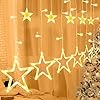 Kerstlichtketting, sterren, 138 leds, 8 modi, lichtgordijn voor binnen en buiten, IP65 waterdicht, kerstverlichting, sterrengordijn voor Kerstmis, bruiloft, feesten – kerstdecoratie (warm wit)