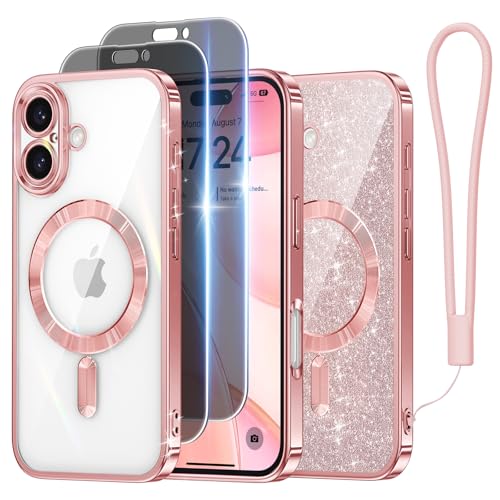 Coque iPhone 16 à paillettes Meifigno avec dragonne pour des sorties sécurisées