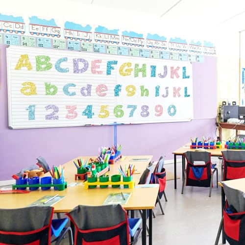 Image of Colarr 216 Pcs 4 Inch Glitter Bulletin Board Letters for Classroom Alphabet Punctuation Symbol Cutout Die-Cut Colorful Poster Letter with Adhesive Dot School Party Holiday Decor Display