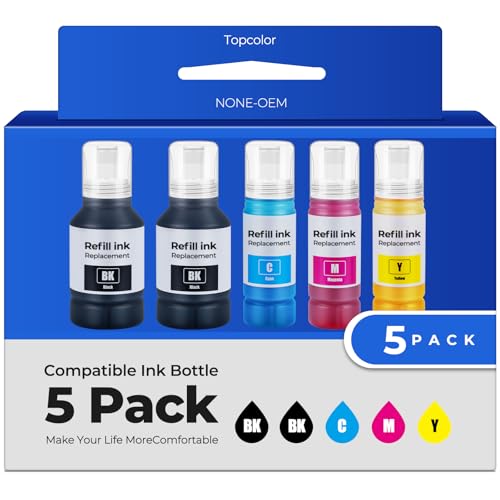 Topcolor Compatible for EPT542 Ink Refill Bottles ET-5850 ET-5150 ET-5170 ET-16650 ET-5800 Replacement for ET5150 ET5170 ET5850 ET5800 ET16650 ET-16600 ET-5880 ET-5180 ST-C8000 Printer