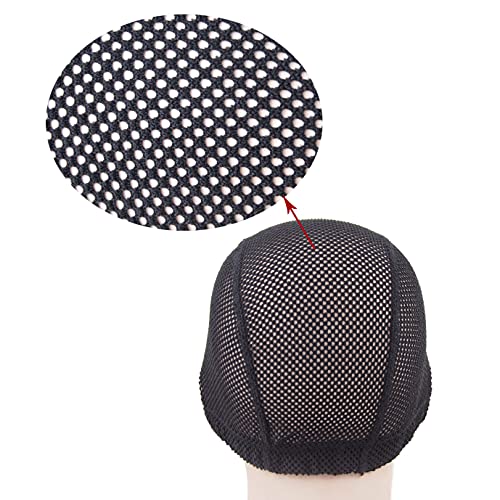 Ytbyt 2 Pcs 1.4X3 Inch U Part Wig Cap For Making Wig Medium Brown Lace Wig Cap Dome Mesh Stretch Weaving Wig Caps ( Medium Black ) #TOP4