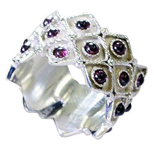 Bague grenat argent sterling fait main anneau cluster taille H-Z