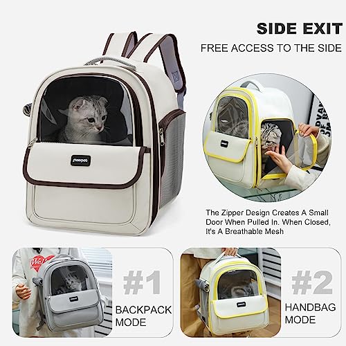 PETCUTE Cat Backpack Carrier,Foldable Pet Carrier Backpack for Cats Small Dogs Puppy with Soft Fleece Mat and Built-in Safety Belt,Transparent Spacious Cat Carrier Rucksack with Great Ventilation - Image 4
