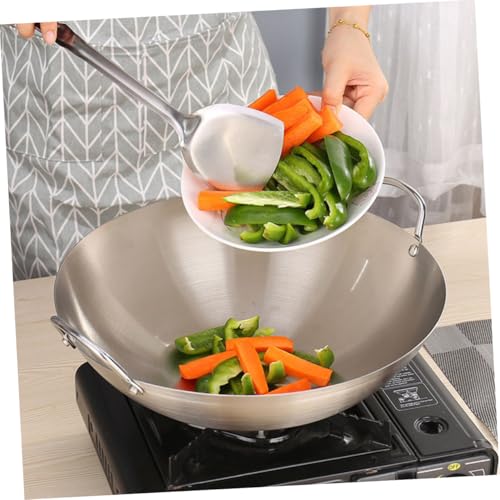 Wok de acero inoxidable con doble asa y fondo grueso miniatura 4