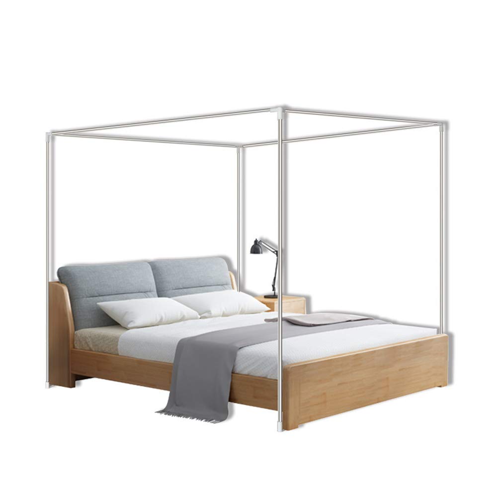 Marco de cama con toldo de metal de cuatro esquinas con soporte de poste simple estable