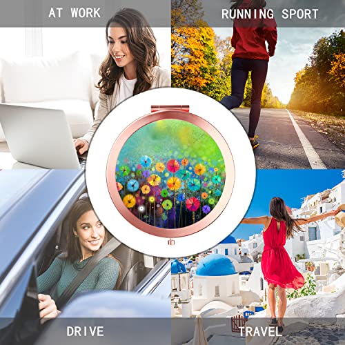 Iampanda Compact Rose Gold Mirror For Women,Round Mini Pocket Makeup Mirror For Purse,Cute Portable Folding Travel Mirror With 2X Magnifying (Watercolor Nature Landscape Floral) #TOP3