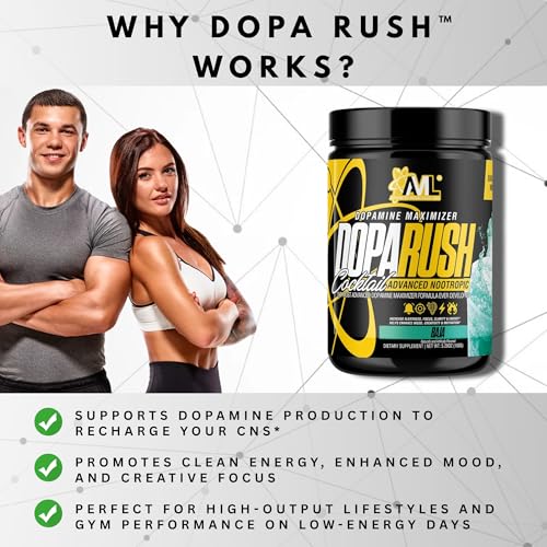 Image of AML - Dopa Rush Powder, Dopamine Maximizer, Focus, Energy & Clarity Supplement, Baja, 5.29 oz (30 Servings)