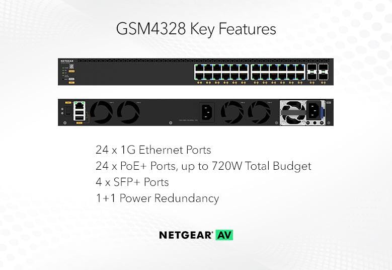 Image of NETGEAR M4350 Series M4350-24G4XF 28 Port Switch GSM4328 | L3 Managed Stackable | 24x1G PoE+ 720W | 4x10G SFP+ | Rack-Mountable | Cloud Care's 3 Year Warranty SupportPlus Included