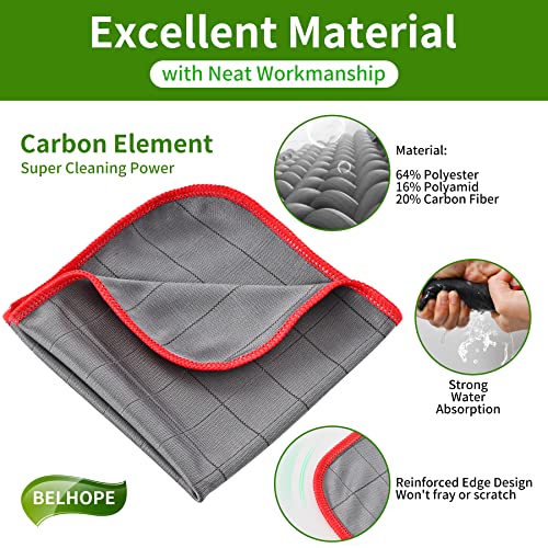 Belhope Glass Polishing Cloth Streak Free Miracle Cleaning Cloth, Lint Free Microfiber Cleaning Rags For Glasses Kitchen Dish Mirrors Easy Clean, 12"X12", 6 Pack, Grey #TOP2