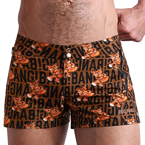 Bang Men's Swimwear - Beach Shorts - Stretchy Quick-Dry All-Use Premium Swimsuit Trunk Square Cut