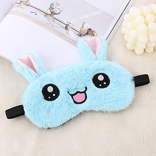 Image of Jenna Cute Gel Fur Sleeping Eye Shade Mask Cover for Insomnia, Meditation, Puffy Eyes and Dark Circles Kitty Blue