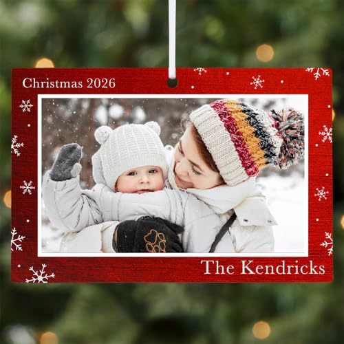 Let's Make Memories Custom Christmas Ornament- Rectangle Photo w/Snowflakes