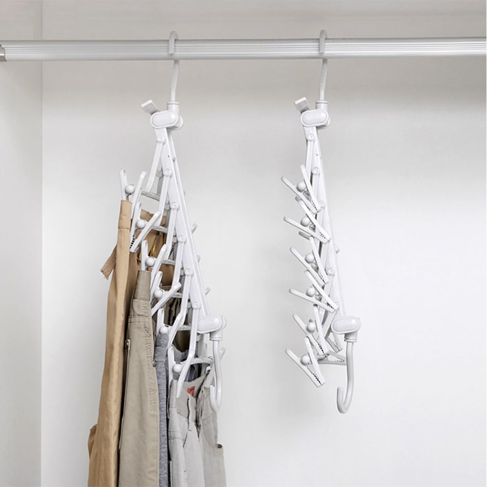 Multifunctional Pants Hangers Space Saving: 2Pack Skirt Hangers Closet Multiple Layers Multifunctional Uses Rack Organizer for Trousers Scarves Slack