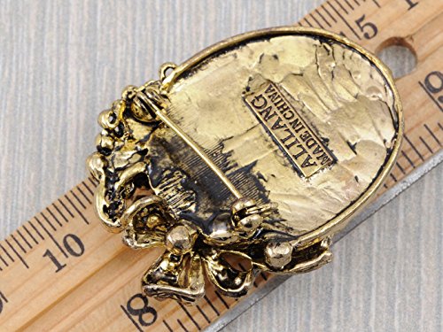 Alilang Vintage Inspired Crystal Rhinestone Victorian Lady Cameo Brooch Pin Maiden Flower Ribbon Bow Pendant #TOP2