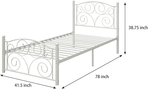 Miniatura 13 de Marco de cama de plataforma de tamaño matrimonial con cabecero y estribo, listones de metal resistentes, espacio de almacenamiento adicional debajo