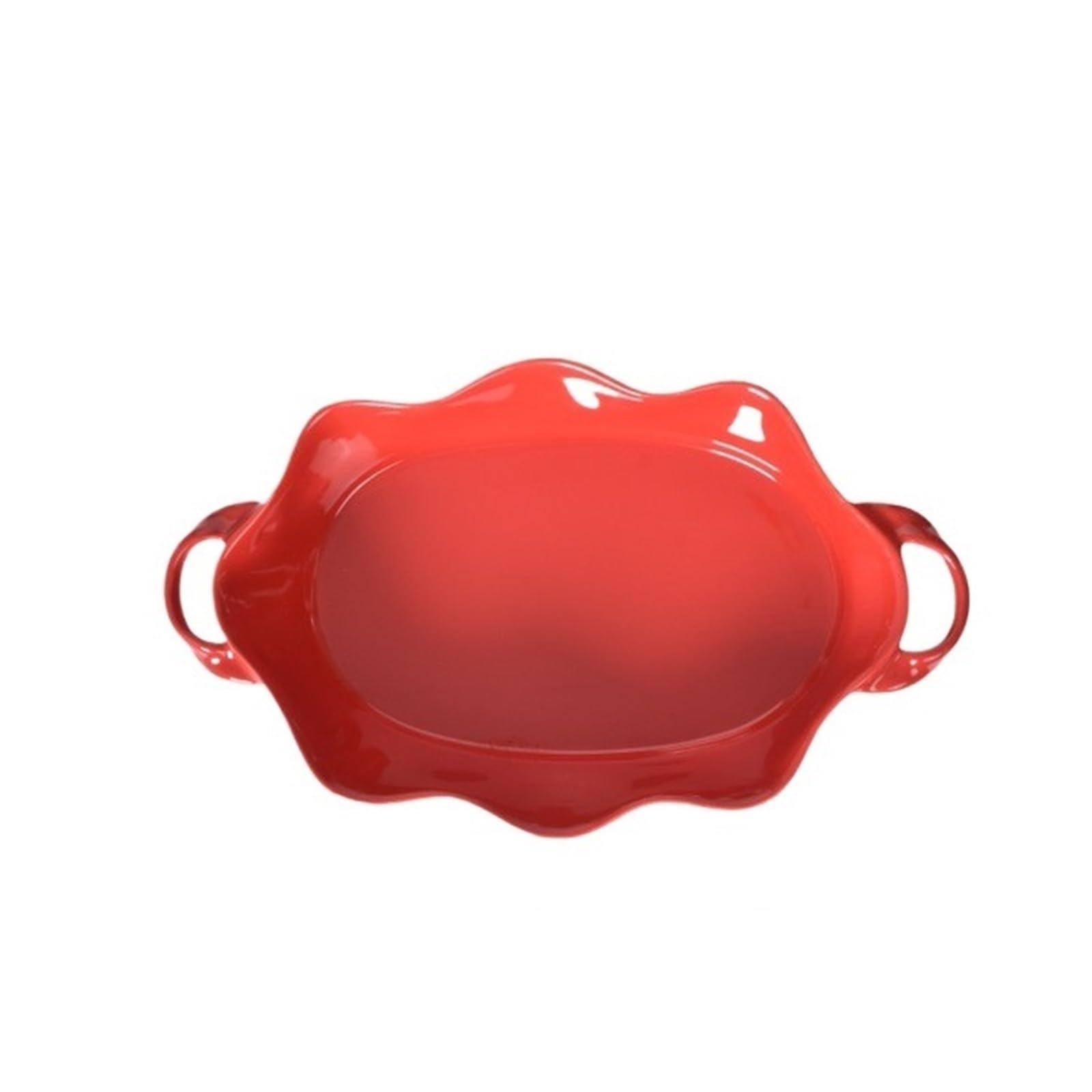 Plat Four Grand Plat de Cuisson en céramique à Bords ondulés Rouges Vintage Plat Gratin