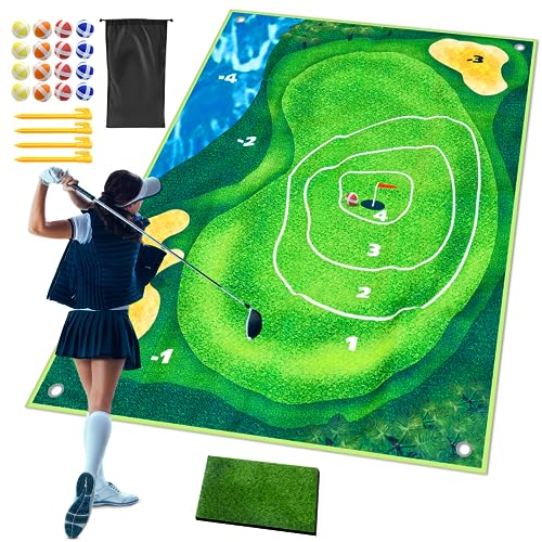 Ciwenkai Kids Golf Chipping Game - Battle Royale Golf Fun with Games, Sticky Chipping Mat - Backyard Golf for Adults and Kids, Outdoor/Indoor Practice,Golf Set for Children