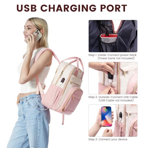 LOVEVOOK Rucksack Damen Laptop Rucksack 15.6 Zoll Schulrucksack Mädchen Teenager Wasserdicht Schultasche Jungen Backpack Anti-Diebstahl School Bag für Schule Reise Arbeit Leicht