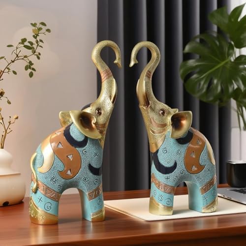 Estatuas de Elefantes Dorados para Decoración de Hogar, 8.46 Pulgadas, 2 Unidades miniatura 5