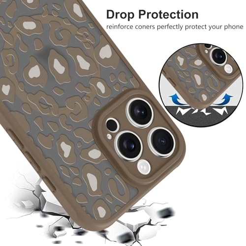 Image of KANGHAR Case for iPhone 16 Pro Max Brown Leopard Printed Pattern | Compatible with Magsafe Cute Cheetah Protective Magnetic Case for Girls Women 6.9 inch
