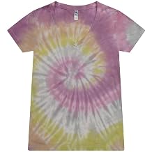 Colortone Slim Fit Short Sleeve V-Neck Tie Dye T-Shirts for Women - Womens Tie Dye Tops for Summer
