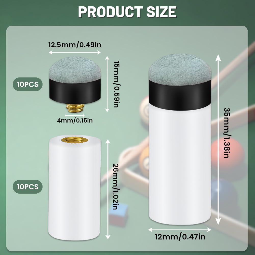 flintronic Punte di Ricambio per Stecche da Biliardo, Punte per Stecche, Accessori da Biliardo, Suggerimenti per Stecca da Biliardi, per Stecches da Biliardi e Snooker
