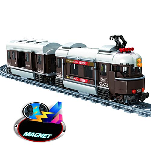 VPPI Technik Zug Eisenbahn Bausatz, City Personenzug Bausteine Modell mit Schienen, 923 Teile City Güterzug… – Bild 3