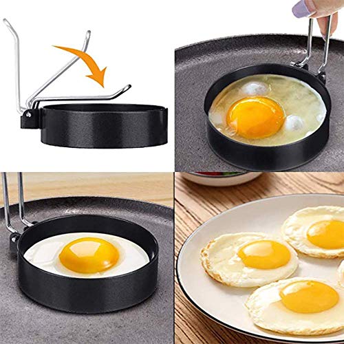 Non-Stick Egg Rings, 4pcs Stainless Steel Poache Rings Comes with One Brush for Fried and Poached Eggs Crumpets,Suitable for Egg Poacher Pan, Cookware, Boiler Steamer 4 Gallery Image