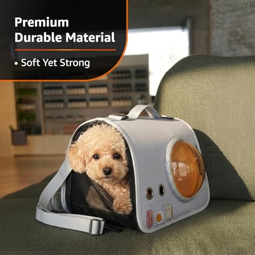 Image of Amazon Basics Premium Pet Carrier Backpack | White | Spacious and Breathable Design | Durable Travel Bag for Cats, Kittens and Puppies | 39cm x 23cm x 23cm