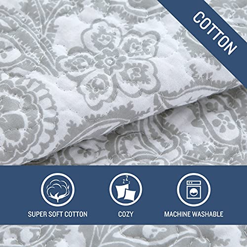 Tommy Bahama Quilt Set Reversible Cotton Bedding With Matching Shams, Lightweight Home Decor For All Seasons, King, Island Memory Grey #TOP19