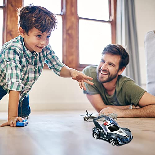 Brinquedo de carro, brinquedos de polícia para meninos, carros push and go, silhuetas com luzes inte